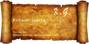 Kotvan Gyula névjegykártya